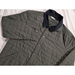 Bridge & Burn Quilted Packable Full Button Corduroy Collar Forest Green Jacket L